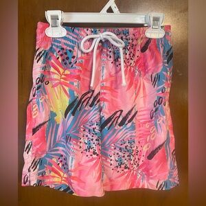 RSVLTS Pink and Blue Swim Trunks Tropical Brushstroke Design
